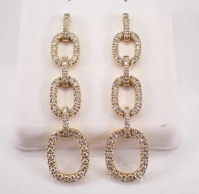 2.50Ct Round Cut Lab Created Diamond Dangle Drop Earrings 14K Yellow Gold Plated - Image 1 of 4