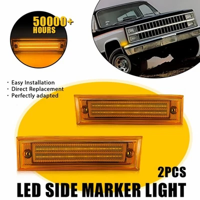 Luces de señalización laterales LED ámbar ámbar 81-91 GMC Chevy camioneta Blazer Suburban Jimmy Foto 1 de 4