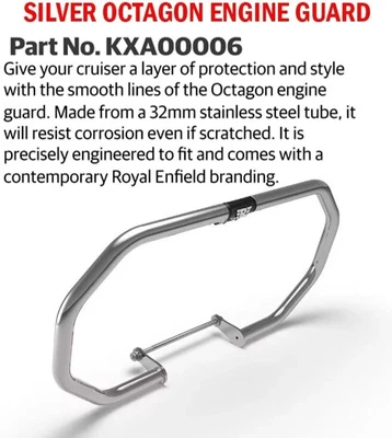 PROTECTOR DE MOTOR OCTÁGONO PLATEADO APTO PARA ROYAL ENFIELD METEOR 350 Foto 1 de 4