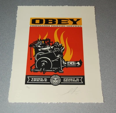 Obey Print & Destroy Shepard Fairey Letterpress Print Poster 2015 Giant - image 1 of 2