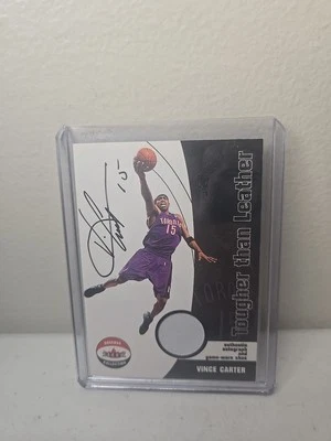 Vince Carter 2001 Fleer Shoebox Tougher Than Leather Patch Auto On Card /250 SGC - Image 1 of 4