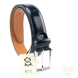 Cinta da uomo lucida vera pelle anche la fodera elegante da cerimonia cm.3,5 - Foto 1 di 9