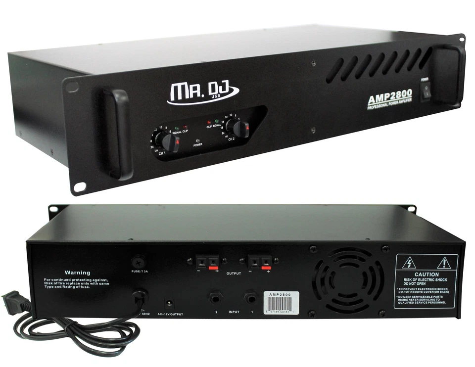 MR DJ AMP2800 2800W P.M.P.O 2-Channel RMS bridgeable dynamic series PA DJ power - Imagem 1 de 1