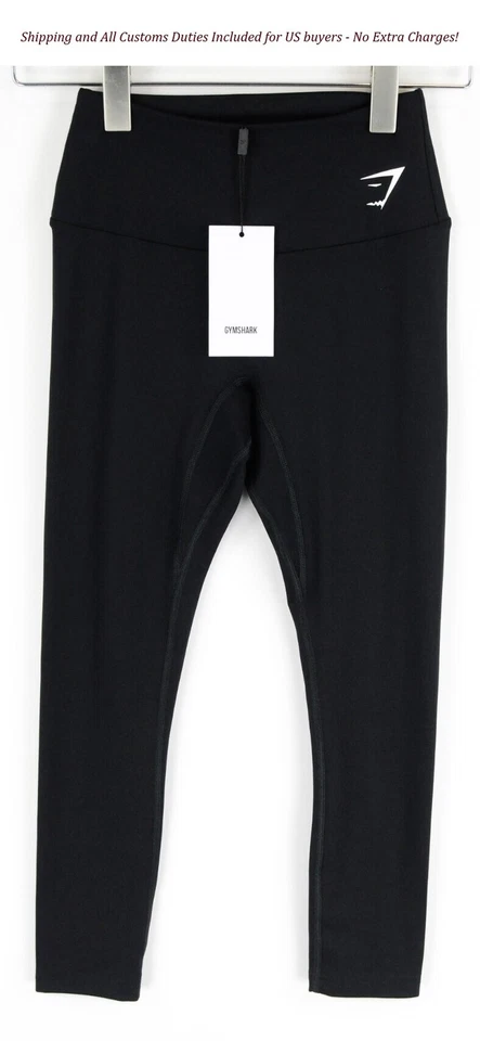 Gymshark Womens Leggings XS Black Gym Training 7/8 Activewear Stretch