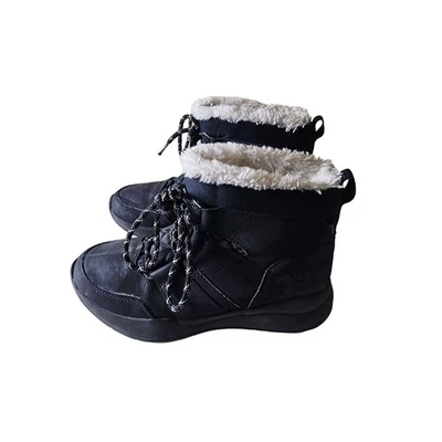 TIMBERLAND Black w/ White Faux Fur Lined Leather Waterproof Winter Boots SZ 7 - Image 1 of 4