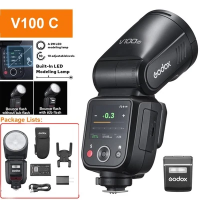 Flash Speedlite para cámara de cabeza redonda Godox V100C V100-C 2.4G TTL para cámaras Canon Foto 1 de 4