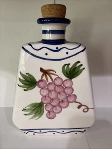 Jay Import Company Porcelain Bottle with Cork & Grape & Lemon Fruit Designs - Picture 1 of 9