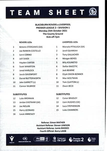 Blackburn Liverpool PL2 u23 Reserves 25-10-2021 - Picture 1 of 1