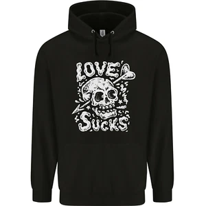 Love Sucks Skull Anti Valentines Day Singles Day Childrens Kids Hoodie - Picture 1 of 3