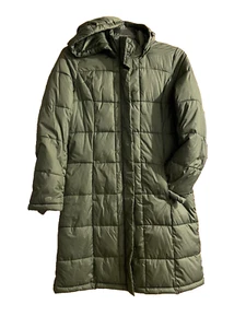 Faded Glory NWOT Women's M Green 37" Long Puffer Coat w/ Hood & 2-Way Zipper - Picture 1 of 4