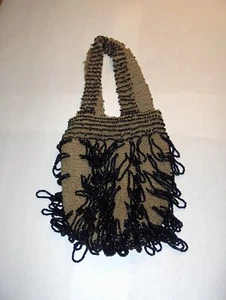Bolso de Noche Antiguo Tejido Tela Azul Cobalto Cuentas 2 Manijas - Imagen 1 de 6