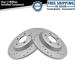 Performance Brake Rotor Drilled & Slotted Coated Rear Pair for Audi A4 - Picture 1 of 5