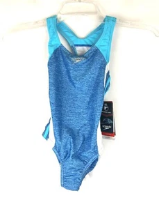 Speedo Girl’s Infinity Splice One Piece Light Blue Swimsuit Size 7 - Picture 1 of 3