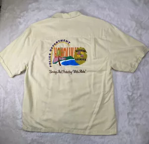HONOLULU POLICE DEPT Shirt Men's L Hawaiian Aloha Button Silk Custom Yellow - Picture 1 of 12