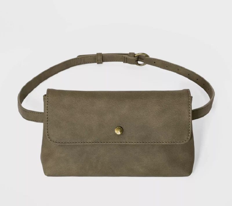 Universal Thread Flap Fanny Pack Olive Green Faux Leather