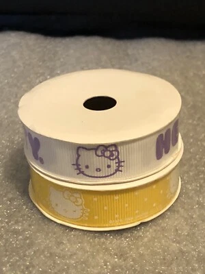 2 Hello Kitty Grosgrain Ribbons Apx 1/2" w By 36” L Scrapbook Crafts - Image 1 of 4