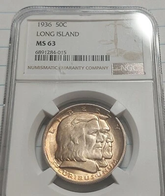 1936 Long Island Tercentary Half Dollar NGC MS-63 (Toned) - Image 1 of 4