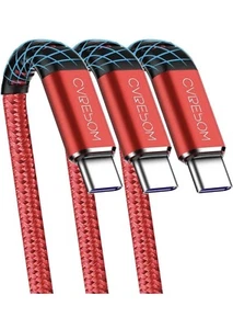 3 Pk iPhone 15/16 Android Phone Type C USB-A To USB-C Braided Charger Cable 1 ft - Picture 1 of 7