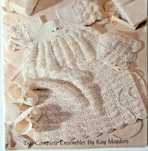 Christening Collection Two Ensembles CROCHET Pattern Book - Kay Meadors 1994 - Picture 1 of 4