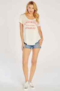 WILDFOX Tee Short Sleeve Womens Small White Aspiring Stay At Home Starlet Top 