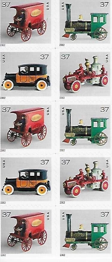 US Antique Toys 37c Stamp Block of 10 Scott #3642 - 3645 - Image 1 of 1