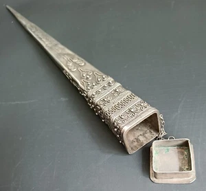 Horquilla grande antigua de plata Hmong - arte tribal asiático de la tribu Hilltribe - Imagen 1 de 4