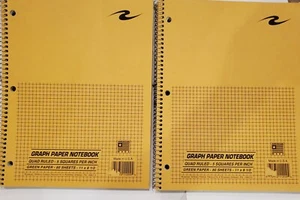 2 Roaring Spring GRAPH GREEN PAPER NOTEBOOK,5 SQ/INCH.Quad RULED.11"x8-1/2" - Picture 1 of 4