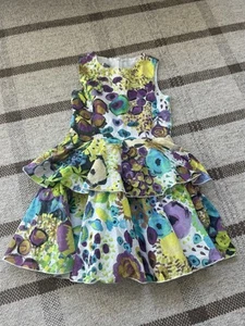 Alivia Simone Summer Bloom Tiered Dress Liberty Collection Girls 6 Purple Blue - Picture 1 of 10