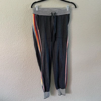 Faherty Swell Jogger Grey Womens Small Cotton Cashmere Side Rainbow Stripe Pants - Image 1 of 4