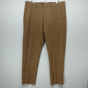 J Crew Pants Mens 35x32 Brown Slim Bedford Herringbone Wool Blend Tweed Dress - Picture 1 of 14