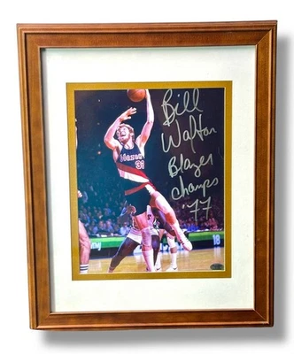 Foto firmada con marco Bill Walton con Blazer Champs 77 Inscr. & World Wide Aut Cert Foto 1 de 2