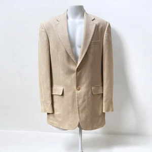 Lands End Blazer 40L Beige Silk Wool Blend Two Button Neutral Preppy Academia - Picture 1 of 16