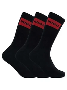 HUGO Men's 3 Pack Label Quarter Socks, Black - Picture 1 of 8