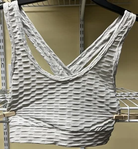 Shein hellgrauer strukturierter Sport-BH mit gekreuztem Rücken Größe Small US 4 neu - Bild 1 von 7