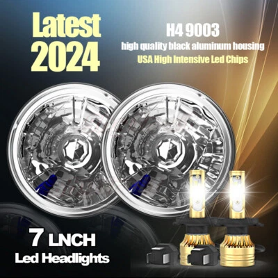 Fit dodge W100 W200 W300 Pickup 2x 7inch Round LED Headlight Hi/Lo Beam- Foto 1 de 4