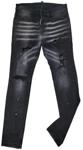 DSQUARED2 Jeans Pant Men's Gray Slim Jeans Paint Print Waist Size 30 In L 30 In - Picture 1 of 8