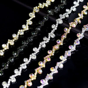 Rhinestone Trim Crystal Chain Sewing Craft Trim Decoration Clothing Accessories - Picture 1 of 18