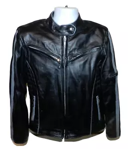 XELEMENT Soft Leather Cafe Racer Biker Jacket Women Size M Black - Picture 1 of 9