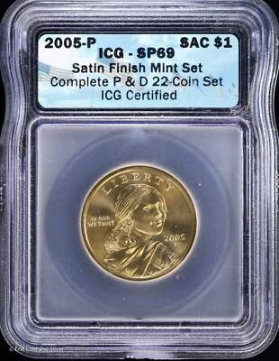 2005-P $1 Satin Finish Sacagawea Native American Dollar ICG SP 69 - Image 1 of 4