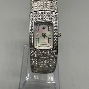 Adee Kaye Watch Women Silver Rhinestone Bracelet Mother of Pearl Quartz Works 7" - Picture 1 of 13