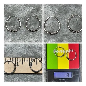 Sterling Silver Roped 1” Hoop Earrings !! 3.1 Grams !! No Scrap !! - Picture 1 of 5
