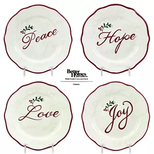Better Homes & Gardens HOLIDAY SENTIMENTS 6.5" Appetizer Plate Set 4Pc Heritage - Picture 1 of 15
