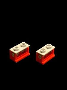 lot of 2 Lego  red 1X2 bricks with grey swivel top - combined shipping (MISC42) - Picture 1 of 2
