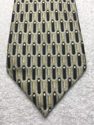 RICHEL MENS TIE GRAY BLACK GOLD 3.75 X 63 EXTRA LONG - Image 1 of 4