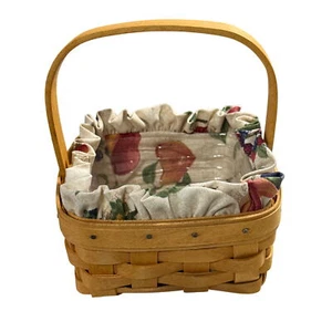 Longaberger 2000 signed handwoven handled square basket  liner & protector 6x6x6 - Picture 1 of 6
