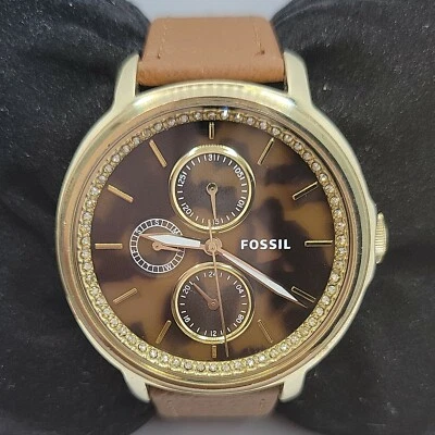 Reloj pulsera de cuarzo con esfera analógica de cuero marrón para mujer Fossil ES3923 BC960 Foto 1 de 4