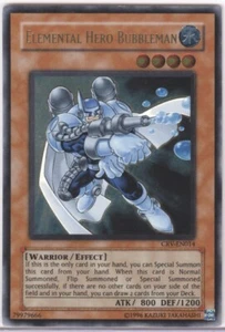 YU-GI-OH TCG UNLIMITED ED. ULTIMATE RARE ELEMENTAL HERO BUBBLEMAN #CRV-EN014! - Picture 1 of 2