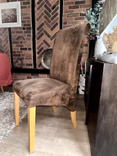 Chocolate brown, faux suede dining chairs x 2- Great as spares for extra guests!