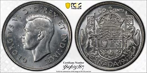Canada, 1947 George VI Fifty Cents. 50 Cents, CR. PCGS MS 62. Mintage 424,885. - Picture 1 of 3