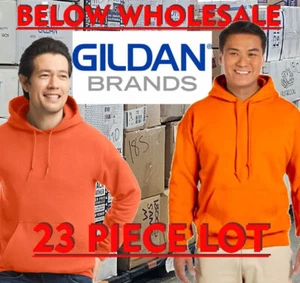 Below WHOLESALE 23 Blank S 2xl 4xl Gildan 18500 safety orange Hoodie Bulk Lot - Picture 1 of 4